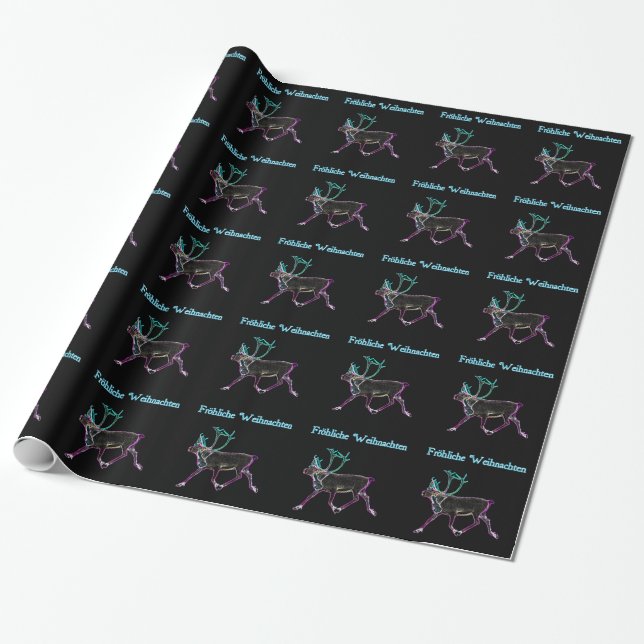 Papel De Regalo Frohliche Weihnachten - Caribou eléctrico (Desenrollado)