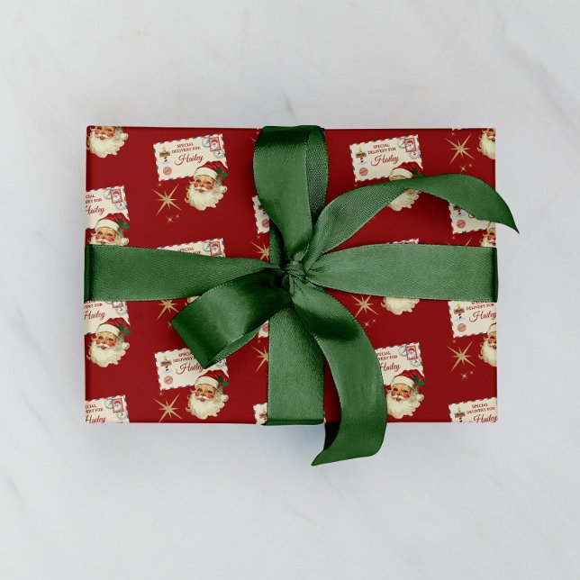 Papel De Regalo From Santa Delivery For Custom Name Christmas  (from santa wrap, santa delivery, personalized christmas wrap, custom name wrapping, holiday gift wra)