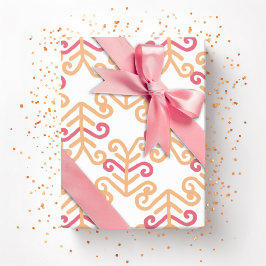 Papel De Regalo Fronda rizada en rosa y naranja