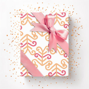 Papel De Regalo Fronda rizada en rosa y naranja