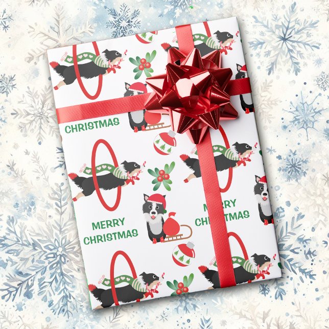 Papel De Regalo Frontera Collie Feliz Navidad (Subido por el creador)