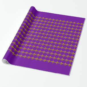 Papel De Regalo Frontera de oro del lirio + su texto y fondo