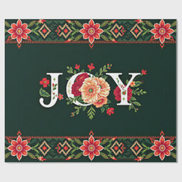Papel De Regalo frontera floral de Navidad ALEGRÍA