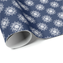 Papel De Regalo Frosty Snowflake Design on a Midnight Blue Sky