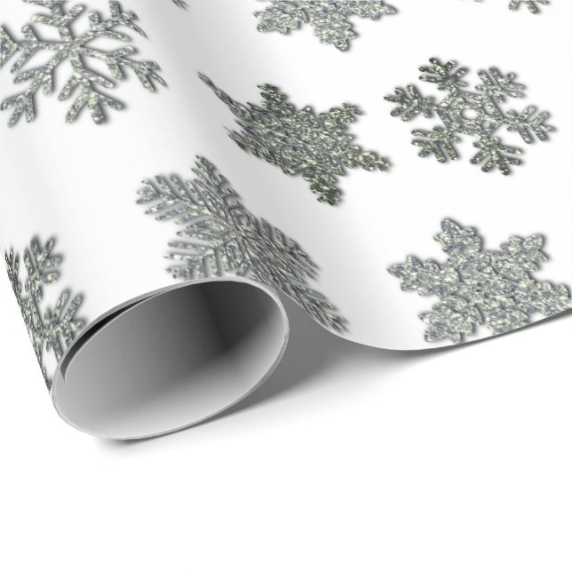 Papel De Regalo Frozen crystal frosty silver snowflakes  (Esquina del rollo)
