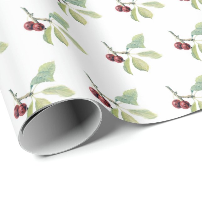 Papel De Regalo Fruit Cherry 004 — Wrapping Paper (Esquina del rollo)