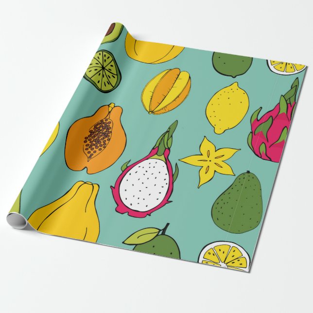 Papel De Regalo Fruit. Seamless vintage pattern (Desenrollado)