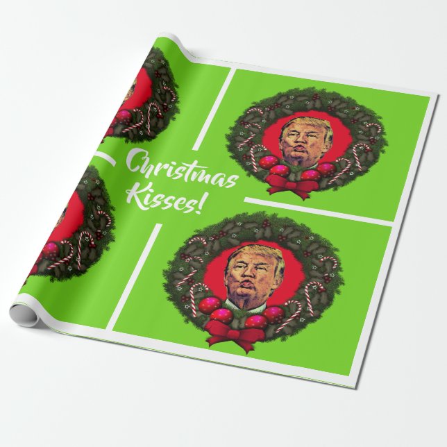Papel De Regalo Fruncido divertido "besos del triunfo del navidad (Desenrollado)
