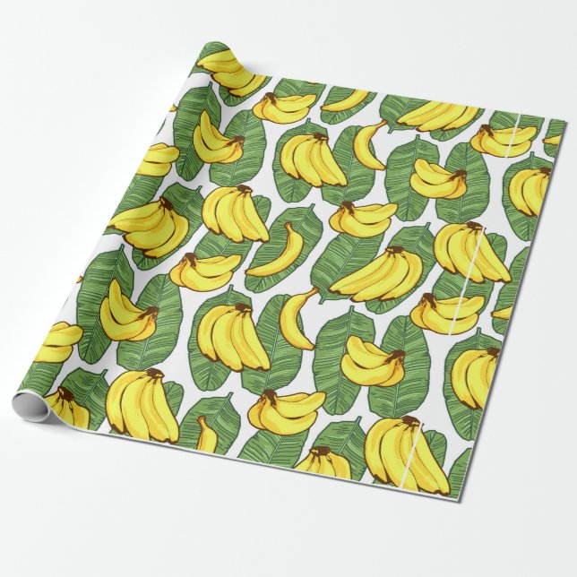 Papel De Regalo Fruta bananera deja patrón tropical (Desenrollado)