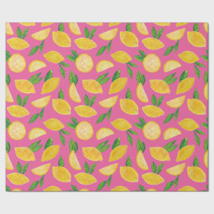 Papel De Regalo Fruta de limón cítrico patrón rosa