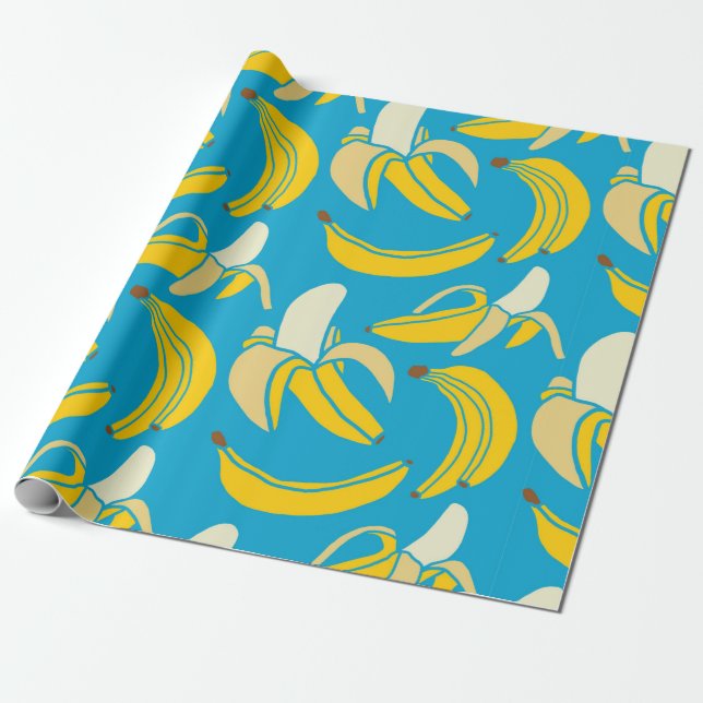 Papel De Regalo fruta fresca amarilla tropical plátano sin soldadu (Desenrollado)