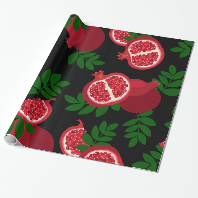 Papel De Regalo fruta granada negra (Desenrollado)