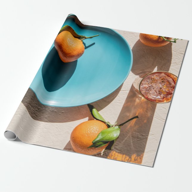 Papel De Regalo fruta naranja en placa (Desenrollado)