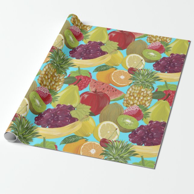Papel De Regalo Fruta tropical (Desenrollado)