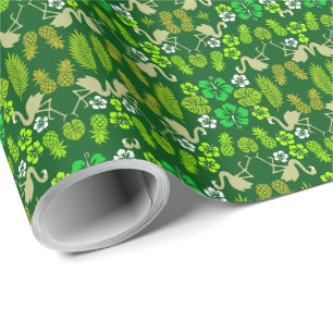 Papel De Regalo Fruta tropical floral verde con estampado