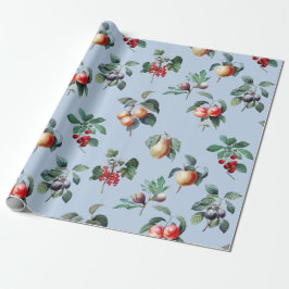 Papel De Regalo Fruta vinícola elegante en azul