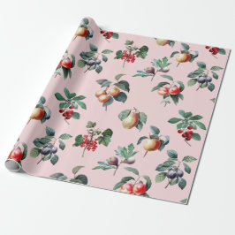 Papel De Regalo Fruta vinícola elegante en rosa