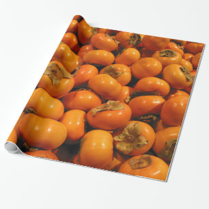 Papel De Regalo Frutas anaranjadas frescas del caqui