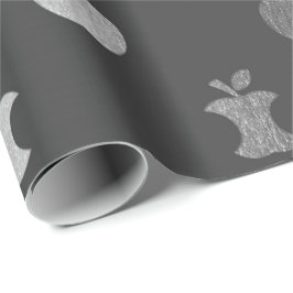 Papel De Regalo Frutas de Apple metálicas monocromáticas de color 