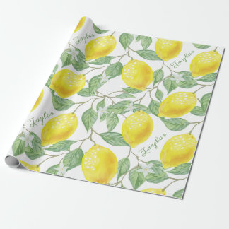 Papel De Regalo Frutas de limón vintage personalizadas, hojas flor