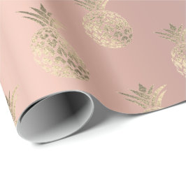 Papel De Regalo Frutas de piña Rosa Oro Trópico
