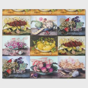 PAPEL DE REGALO FRUTAS DE TEMPORADA, LEMONES, CERDOS, GRIPOS, PAPA