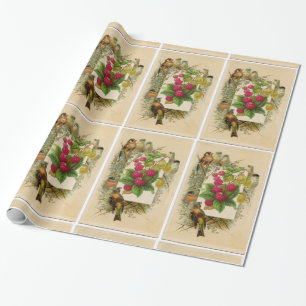 PAPEL DE REGALO FRUTAS DE TEMPORADA / NATURALEZA, PÁJAROS Y RASPER