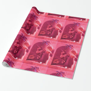 Papel De Regalo FRUTAS DE TEMPORADA - PROSPERIDAD Fuchsia Rosa Roj