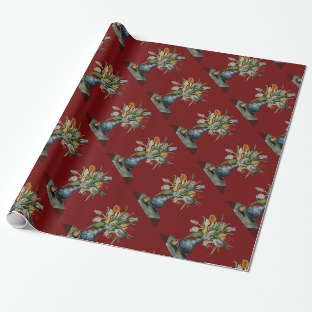 Papel De Regalo FRUTAS DE TEMPORADA / TULIPS, Rojo (Desenrollado)