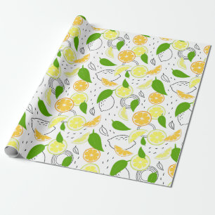 Papel De Regalo Frutas frescas de cítricos.