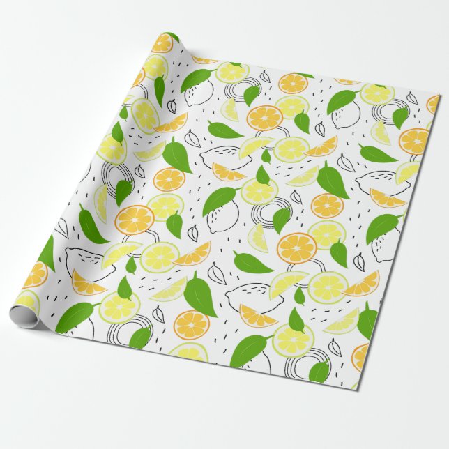 Papel De Regalo Frutas frescas de cítricos. (Desenrollado)