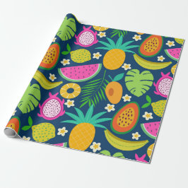 Papel De Regalo Frutas tropicales de piña plátano sandía 