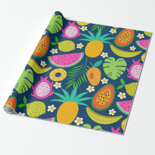 Papel De Regalo Frutas tropicales de piña plátano sandía 