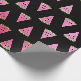 Papel De Regalo Frutas tropicales de sandía de verano rosa negro