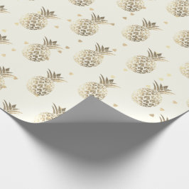 Papel De Regalo Fruto de piña de verano tropical oro sepia lux