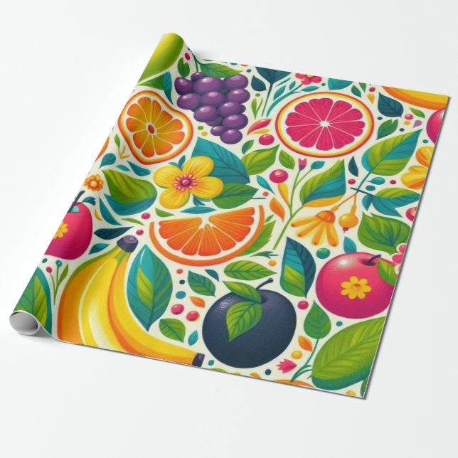 Papel De Regalo Frutos coloridos (Desenrollado)