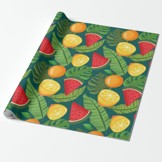 Papel De Regalo Frutos tropicales (Desenrollado)