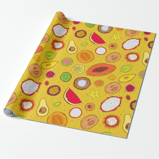 Papel De Regalo Frutos tropicales (Desenrollado)
