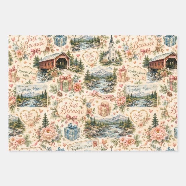 Papel de regalo Fryeburg Maine Just Because (Anverso)