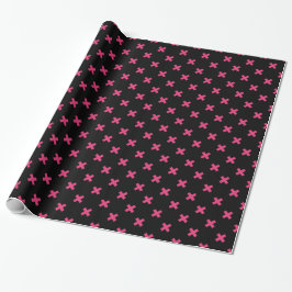 Papel De Regalo Fuchsia cruza puntos en negro