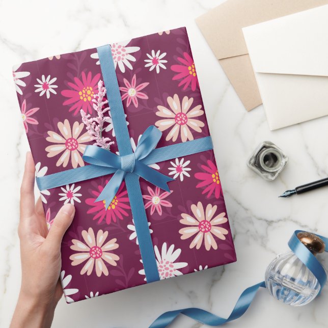 Papel De Regalo Fuchsia floreciente (Regalar)