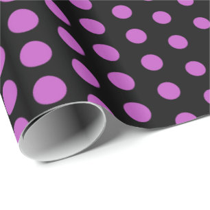 Papel De Regalo Fuchsia Polka Dot Black moderno