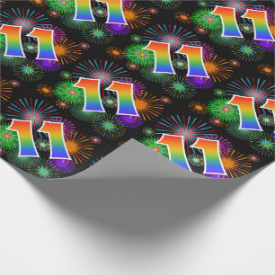 Papel De Regalo Fuegos artificiales coloridos + Modelo Arcoiris "1
