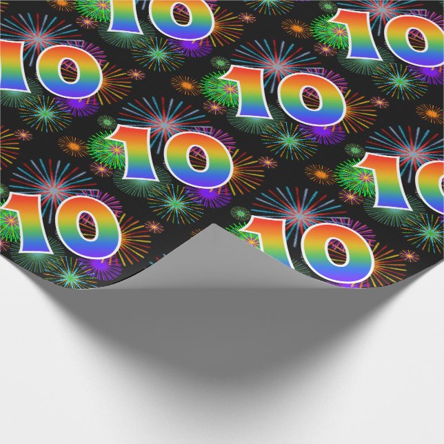 Papel De Regalo Fuegos artificiales coloridos + Modelo Arcoiris "1 (Esquina)