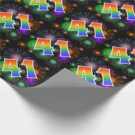 Papel De Regalo Fuegos artificiales coloridos + Modelo Arcoiris "4