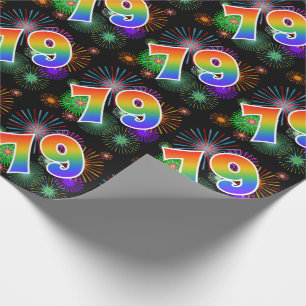 Papel De Regalo Fuegos artificiales coloridos + Modelo Arcoiris "7