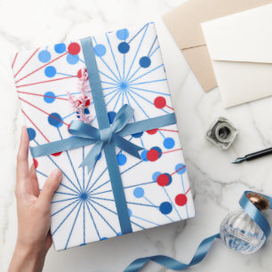 Papel De Regalo fuegos artificiales de color azul rojo Envoltura p
