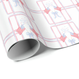 Papel De Regalo Fuegos artificiales del 4 de julio en acuarela
