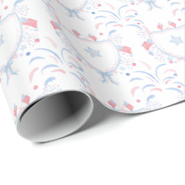 Papel De Regalo Fuegos artificiales del 4 de julio en acuarela