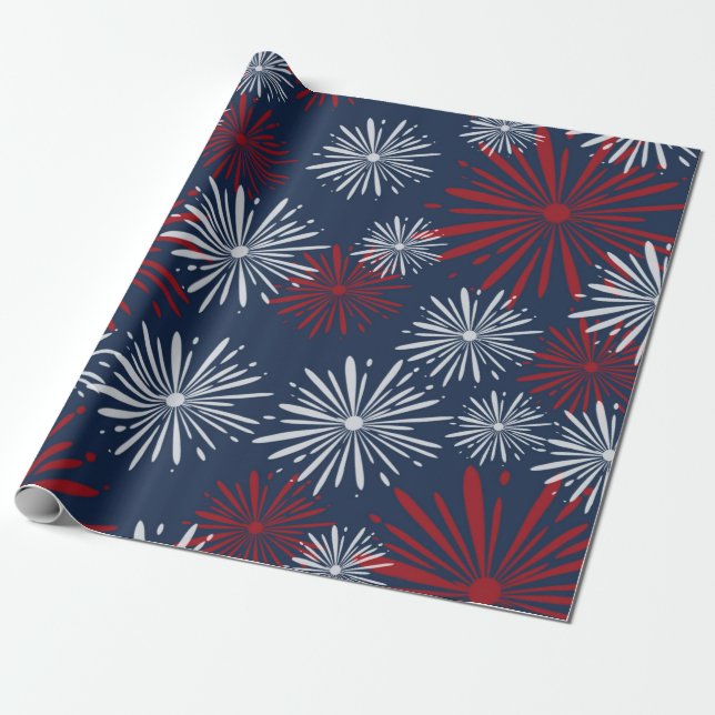 Papel De Regalo Fuegos artificiales del patriota (Desenrollado)
